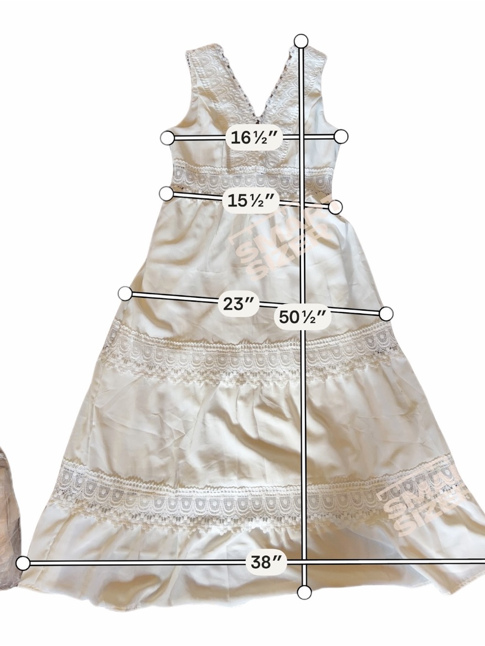 Boho White Lace Maxi Dress Medium Beach Wedding Vacation Cottagecore - Picture 5 of 7